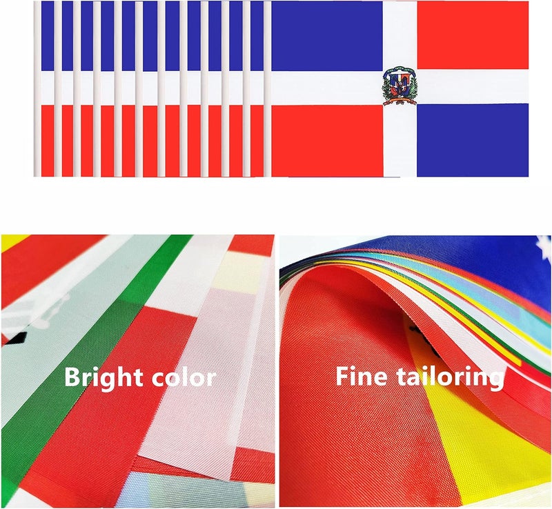 BCLin 12 Pack Dominica Desk Flags Set, Dominican Small Mini Table Office Flags with 12" Solid Black Pole, 8.2 x 5.5 Inches, Home and Office Decoration, Festival Celebrations - Image 4